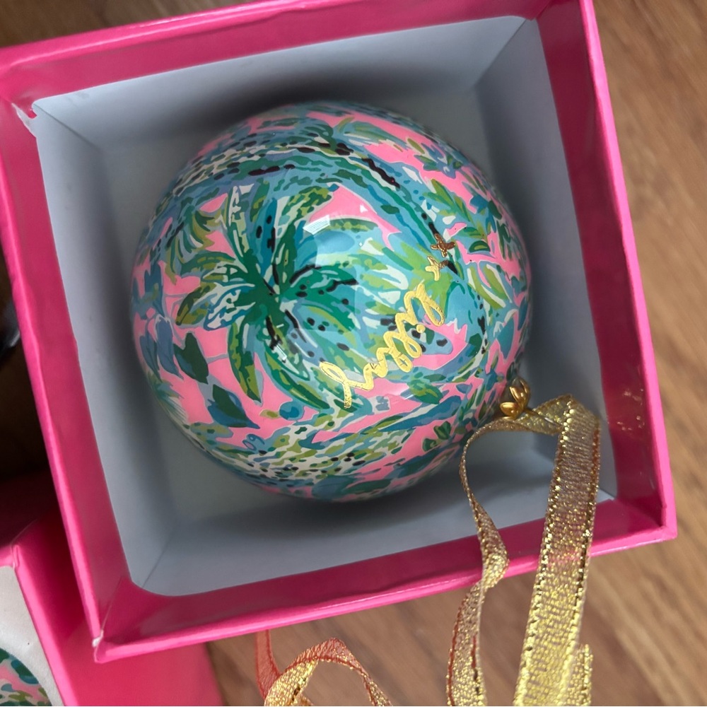 Lilly Pulitzer Pink and Green Ornament Set - Picture 8 of 9